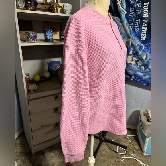 Brunette The Label Pink Long Sleeve Henley boxy fit long sleeve shirt m/l - Picture 6 of 10